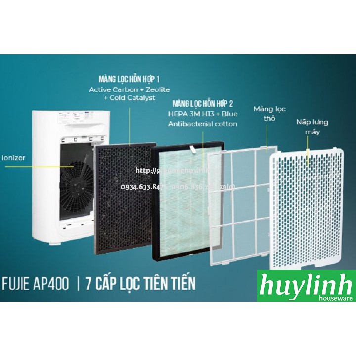 [Mã ELHAMS5 giảm 6% đơn 300K] Máy lọc không khí Fujie AP400 - 48m2- Hepa 3M - Điều khiển Wifi