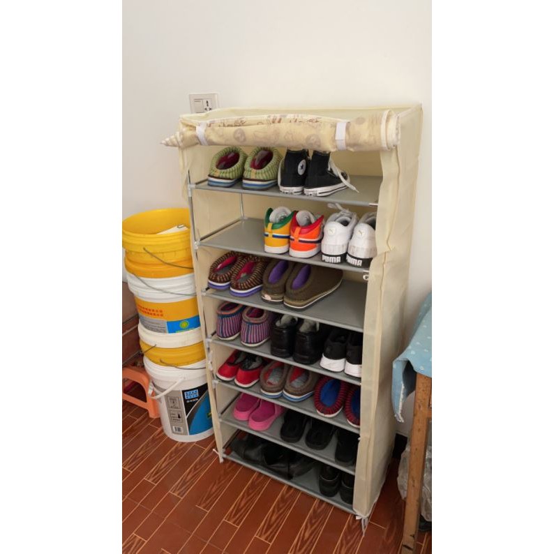 Tủ Vải Để Giầy Tủ Giầy 8 Tầng 7 Ngăn Khung Thép Đa Năng