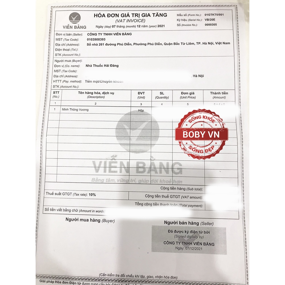 Minh Thông Vương hỗ trợ giảm nguy cơ xơ vữa động mạch, giảm đau đầu, hoa mắt, chóng mặt (Hộp 2 vỉ x 10 viên nén) - Boby