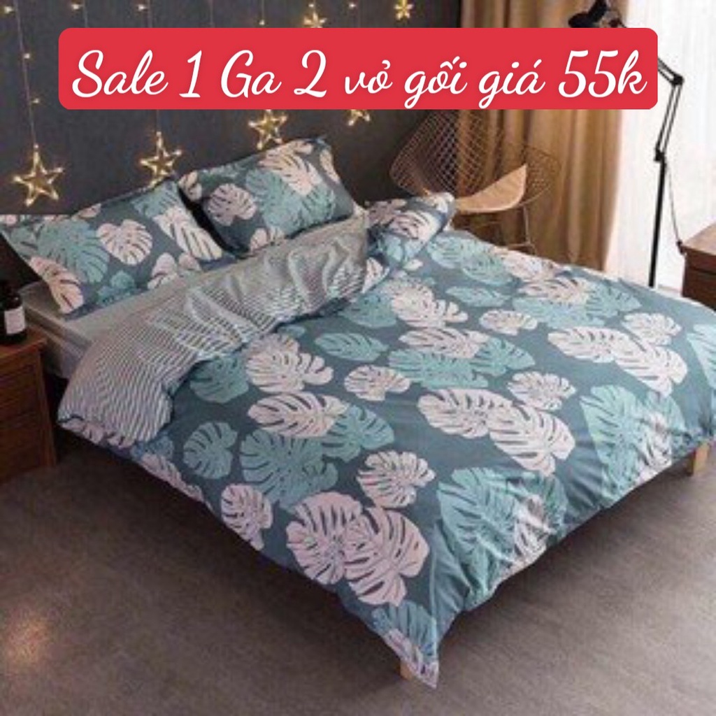 [sale 55k]Bộ Ga Gối 3 Món[1m5x2m,1m6x2m]được chọn mẫu[lá khoai]