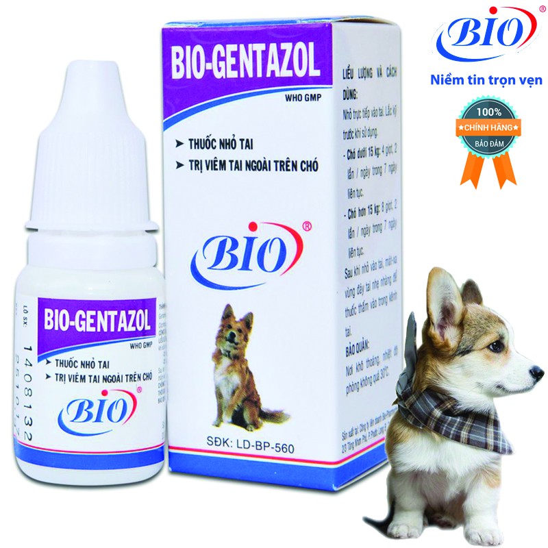 Combo 5 chai thuốc nhỏ tai Bio Gentazol 10ml chuyên trị viêm tai chó mèo- 79204
