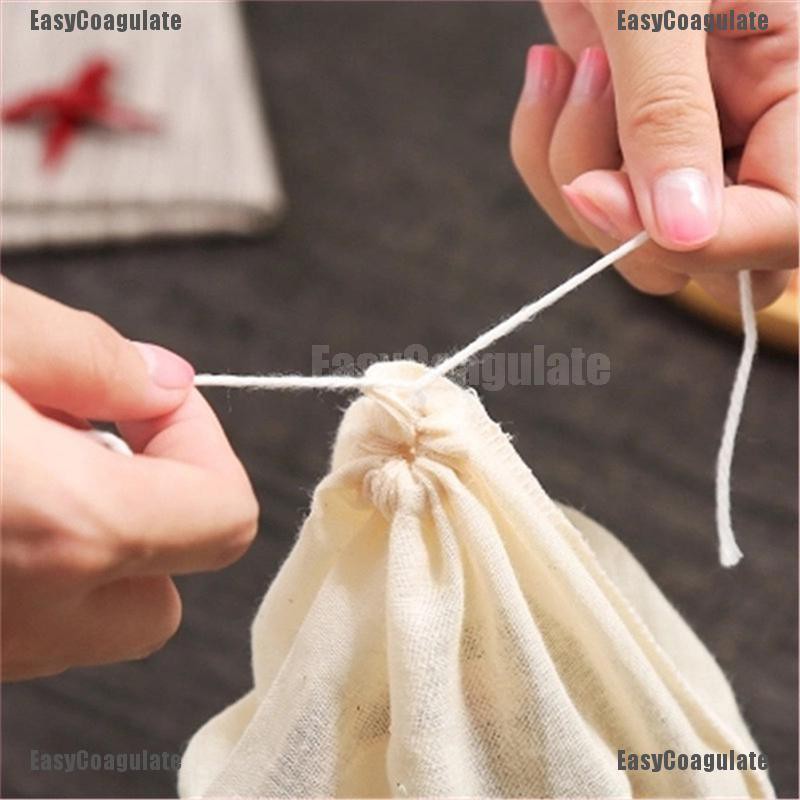 Set 10 túi lưới cotton lọc trà cà phê tiện dụng và có thể tái sử dụng