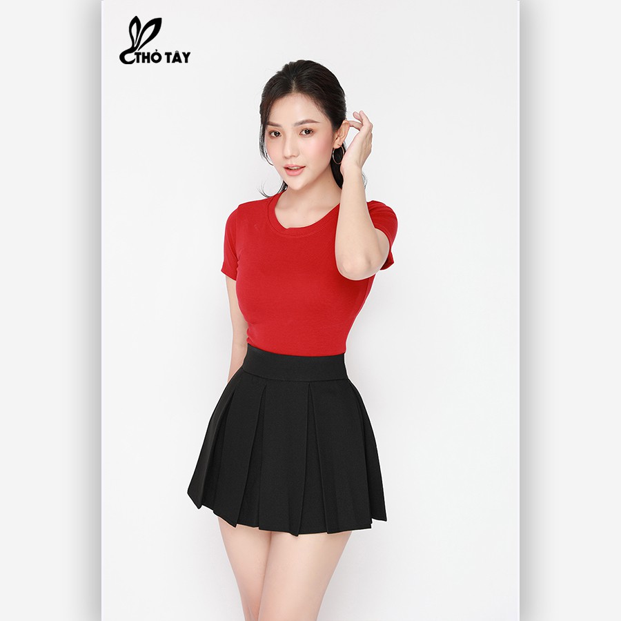 Áo thun nữ croptop THỎ TÂY cổ tròn nhiều màu siêu xinh THỎ TÂY B280