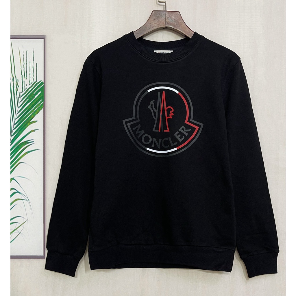Áo sweater cotton tay dài cổ tròn in chữ logo M0ncler 2021 thời trang thu đông