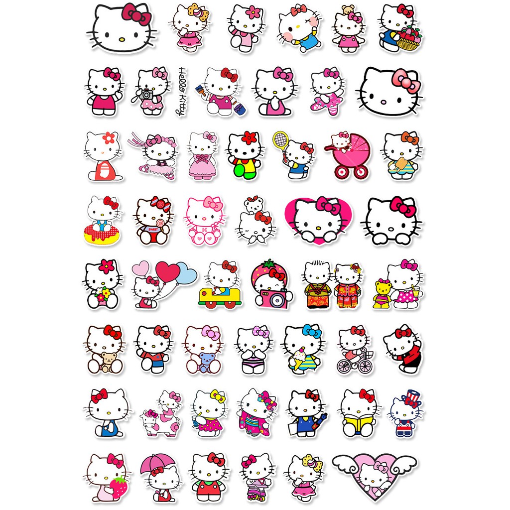 Sticker chủ đề Hello Kitty cute dán trang trí laptop, mũ nón bảo hiểm, vali, xe tay ga, ván trượt - DB.023