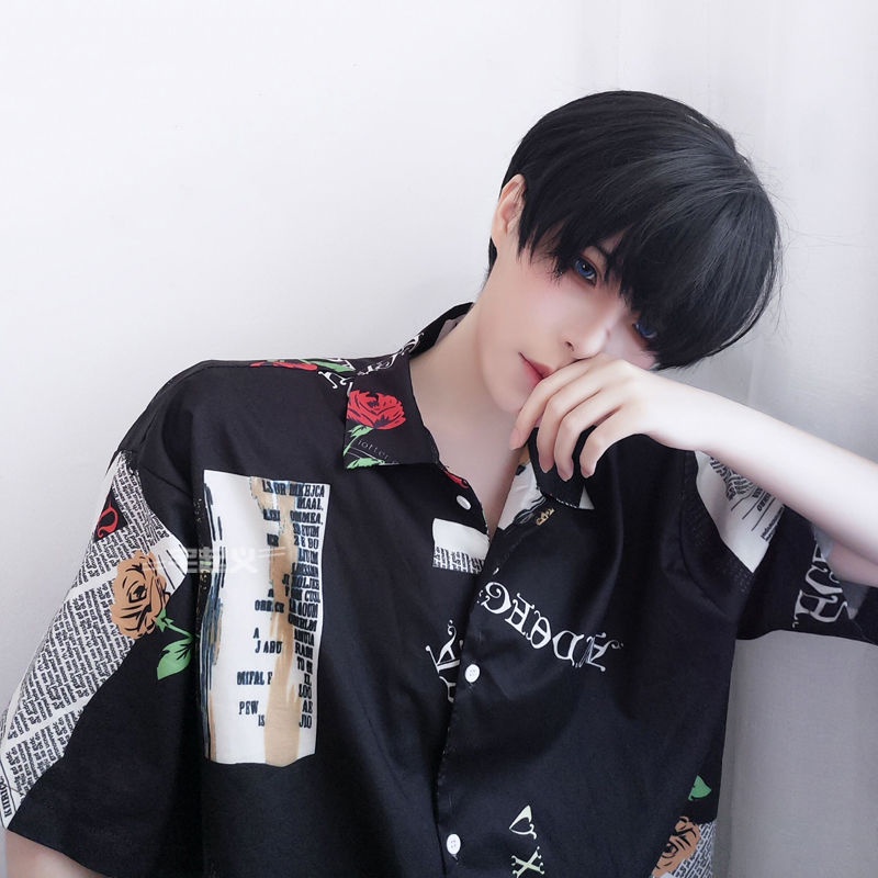 Bộ Tóc Giả Ngắn Xoăn Màu Trắng Phong Cách Nhật Bản Cho Nam Nữ