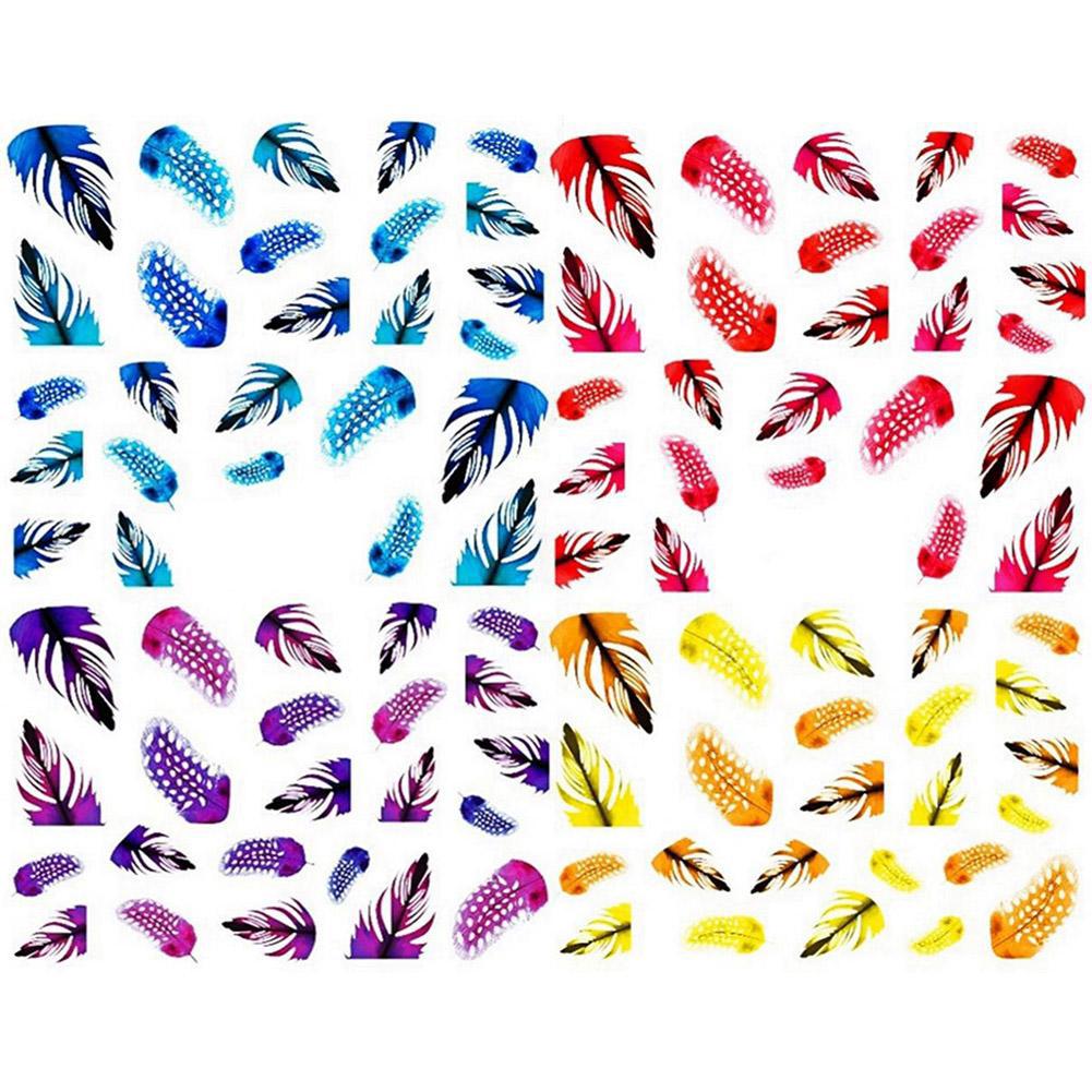 Miếng dán trang trí móng tay hình lông vũ nhiều màu sắc
