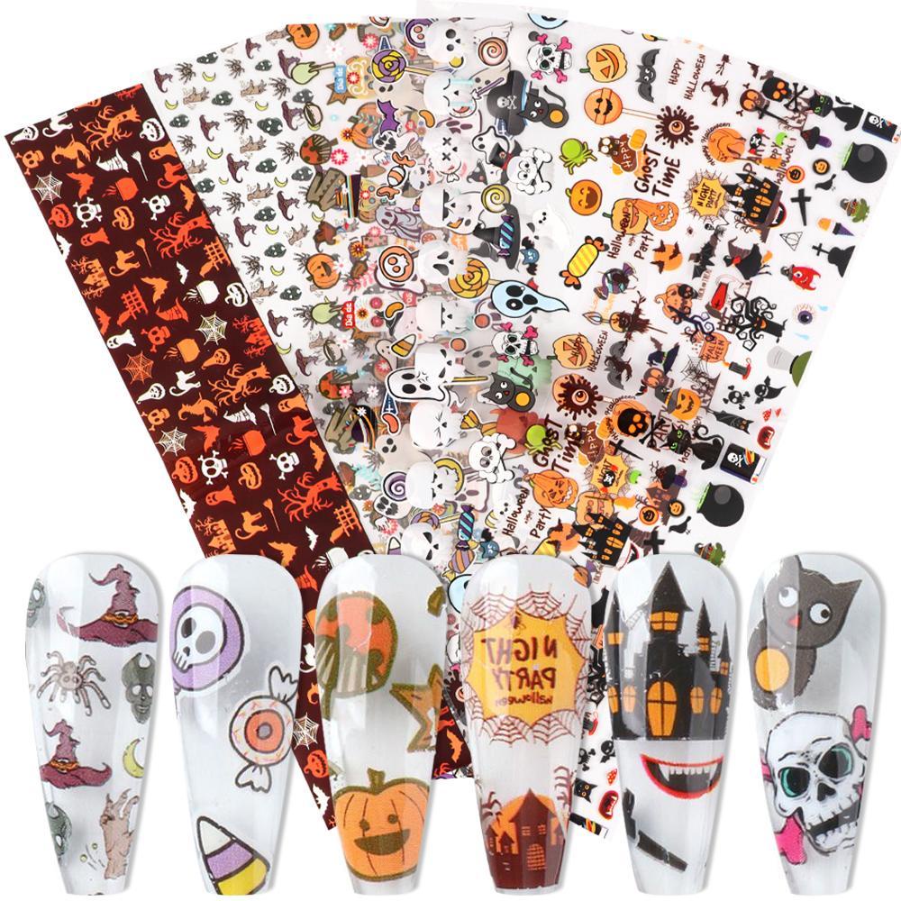 Bộ 10 Hình Xăm Dán Móng Tay Họa Tiết Hoạt Hình Phong Cách Halloween