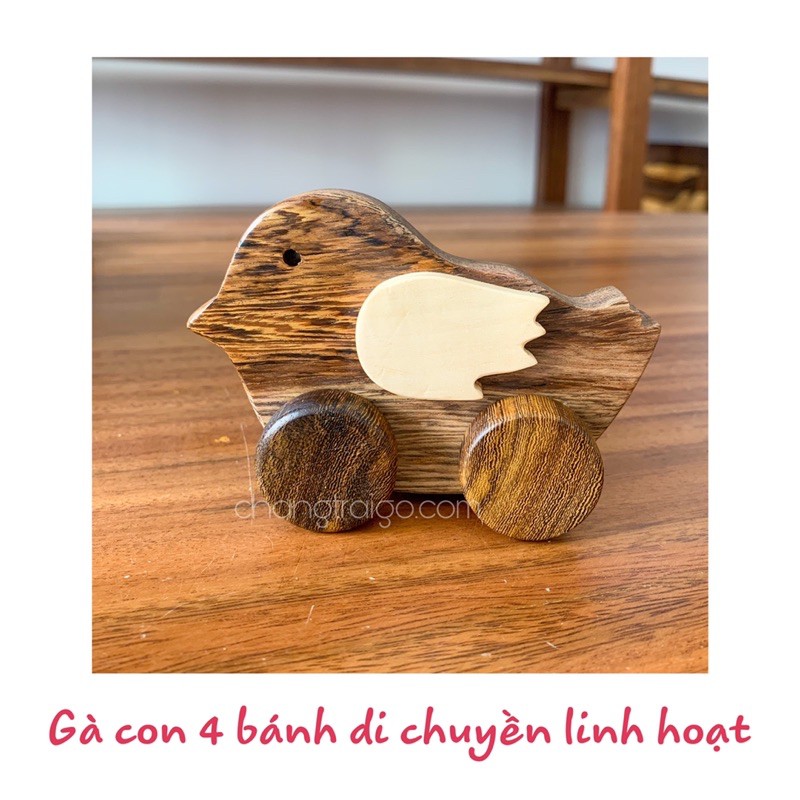 Bộ Gà Vịt đồ chơi bằng gỗ tự nhiên,di chuyển bằng 4 bánh,bo cạnh & mài mịn, An toàn cho trẻ 6 tháng 5 tuổi-Chàng Trai Gỗ