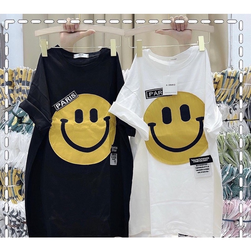 Áo Phông Mặt Cười Nữ Tay Lỡ Hàng Chuẩn Đẹp Mặc Đôi Hay Đơn Dều Đẹp 2022