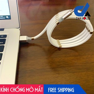 Dây cáp sạc chống rối, tự động thu gọn cho iphone, Type C, Micro USB