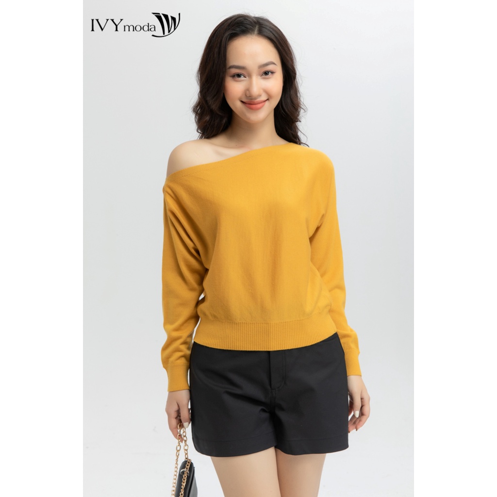 [NHẬP WABRTL5 GIẢM 10% TỐI ĐA 50K ĐH 250K ]Áo len lông cừu nữ lệch vai IVY moda MS 58B7964