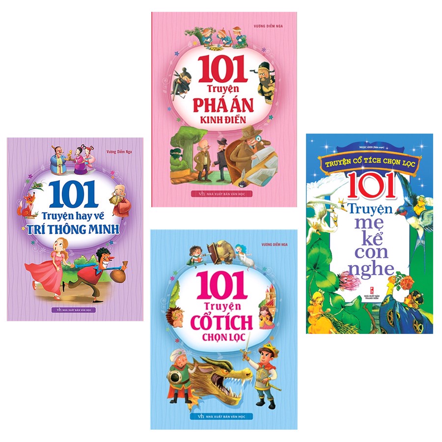 Sách: Combo 4 Cuốn 101 Truyện Hay Về Trí Thông Minh+Phá Án Kinh Điển +Cổ Tích Chọn Lọc +101 Truyện Mẹ Kể Con Nghe - TSTH
