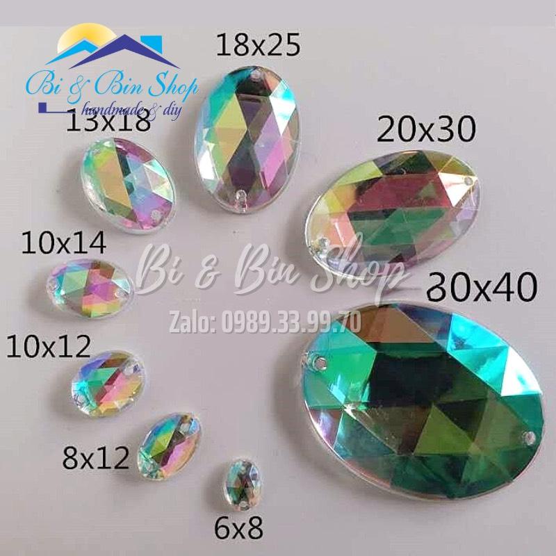 Đá Kết Oval Màu Kem Sữa Cừ Đính Kết Trang Phục Thời Trang, Làm Phụ Kiện Handmade