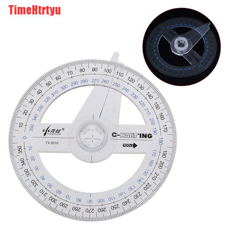 TimeHtrtyu Portable Diameter Of 10cm Plastic 360 Degree Pointer Protractor Ruler