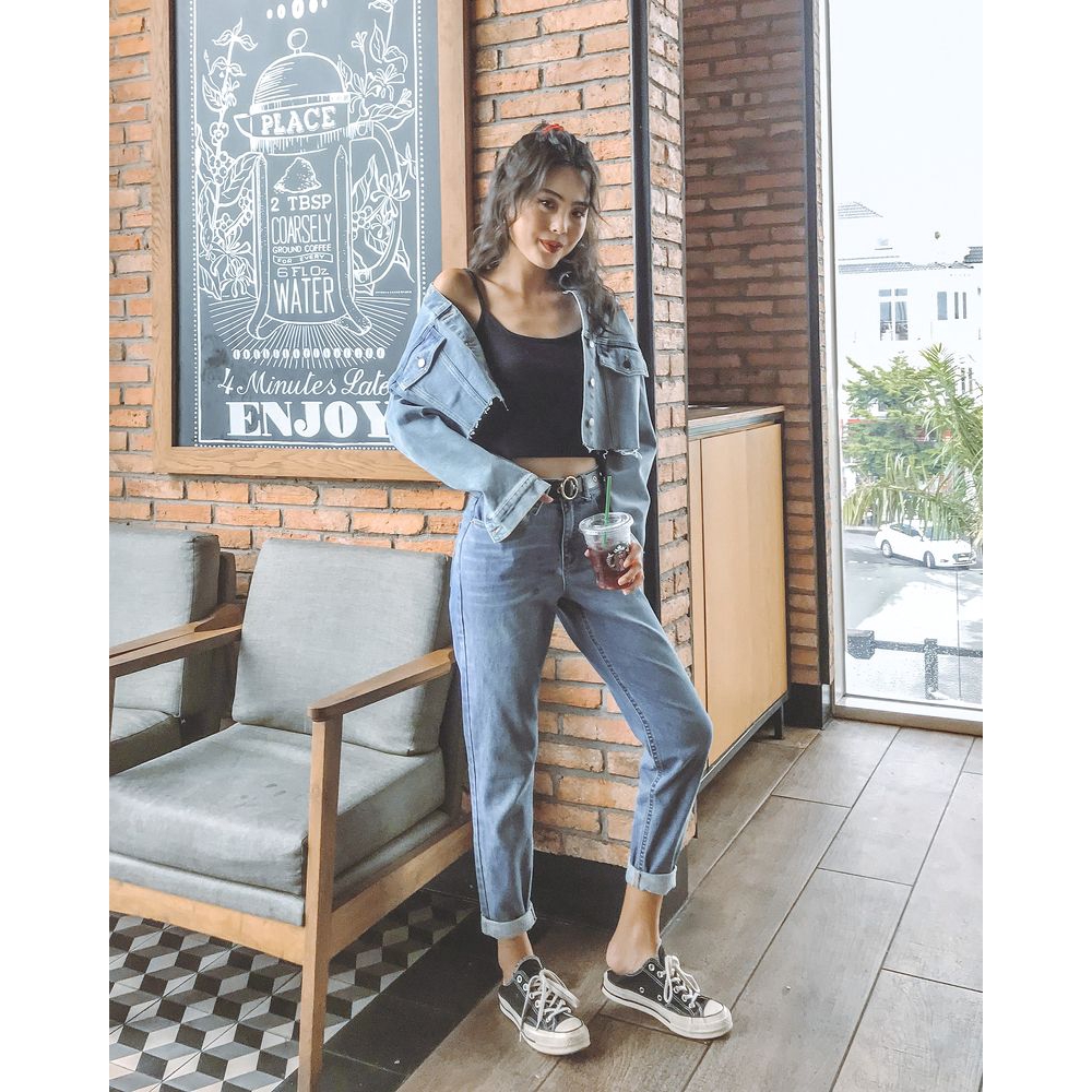 Áo khoác jean MIEU dáng lửng - FA10 | BigBuy360 - bigbuy360.vn