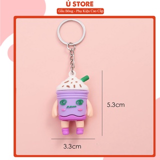 Móc khóa trà sữa siêu cute, 4 màu Hồng, Nâu, Kem, Tím