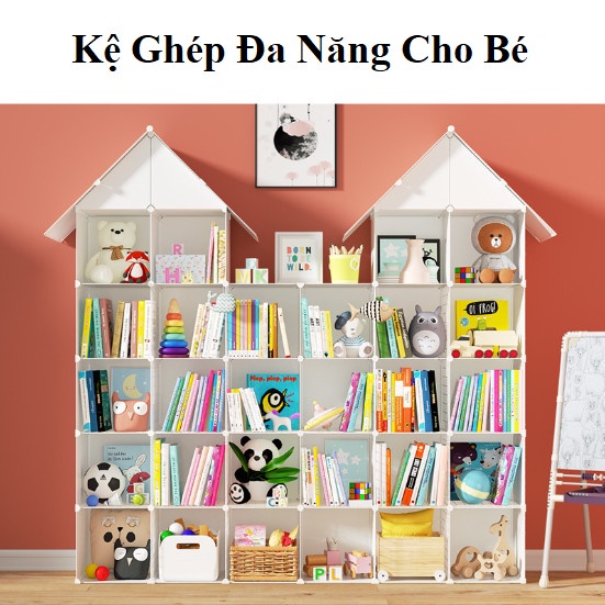 Kệ sách cho bé đa năng - tấm ghép tặng phụ kiện đầy đủ lắp ráp