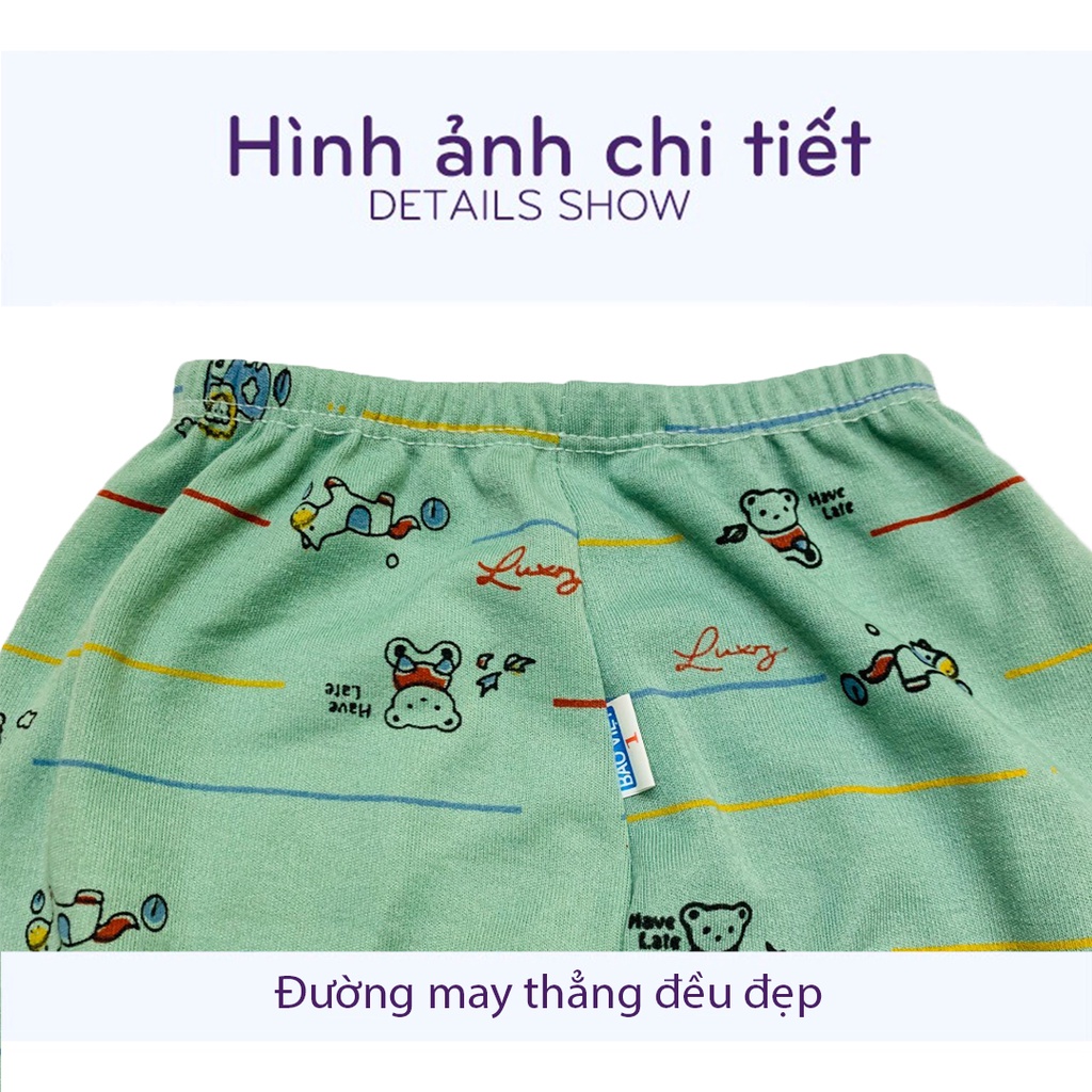 Quần Dài,Quần Chục Cotton Bo Gấu Cạp Thường Họa Tiết Nhỏ Xinh Cho Bé Trai Bé Gái