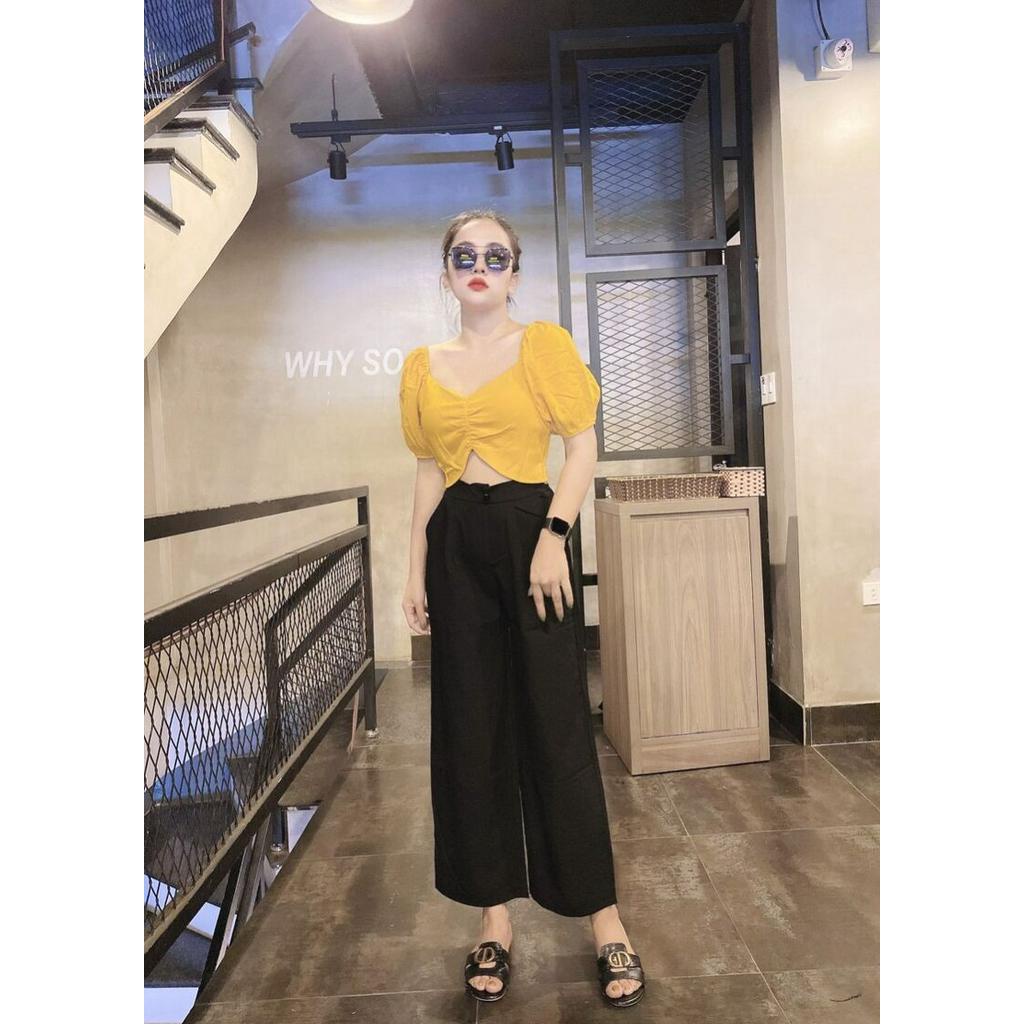 Áo croptop rúm ngực nhún lưng