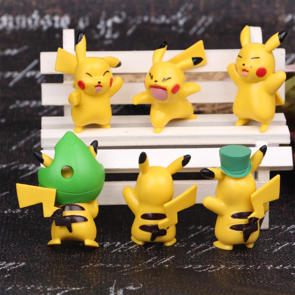 Bộ sưu tập 06 mô hình Pikachu đồ chơi Mega Anime Pokemon go mini 4-5 cm dễ thương cho bé trên 3 tuổi (Mẫu 01) - New4all