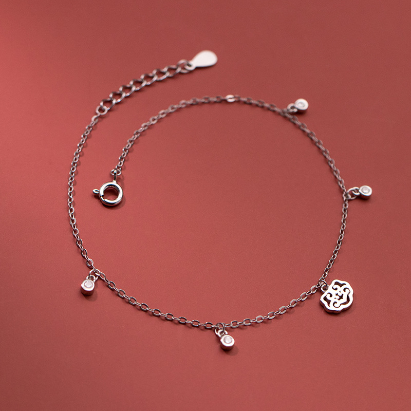 Lắc Chân Bạc 925 Đính Đá Kim Cương Phong Cách Retro Đơn Giản Cho Nữ S4455 | BigBuy360 - bigbuy360.vn