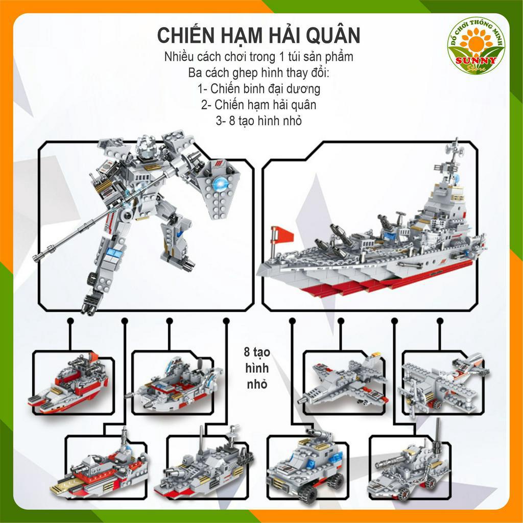 Đồ chơi lắp ghép mô hình 3D Tàu chiến hải quân - Hai biến thể  - Kích thước: 32-45cm - 540-1000pcs - Bé Trai - Sunny