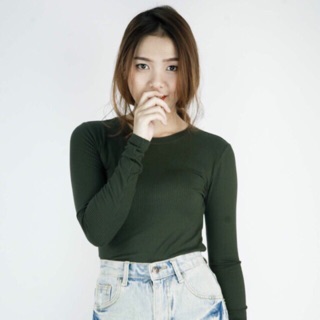 Áo thun croptop tay dài- ẢNH THẬT (chỉ còn màu xám)