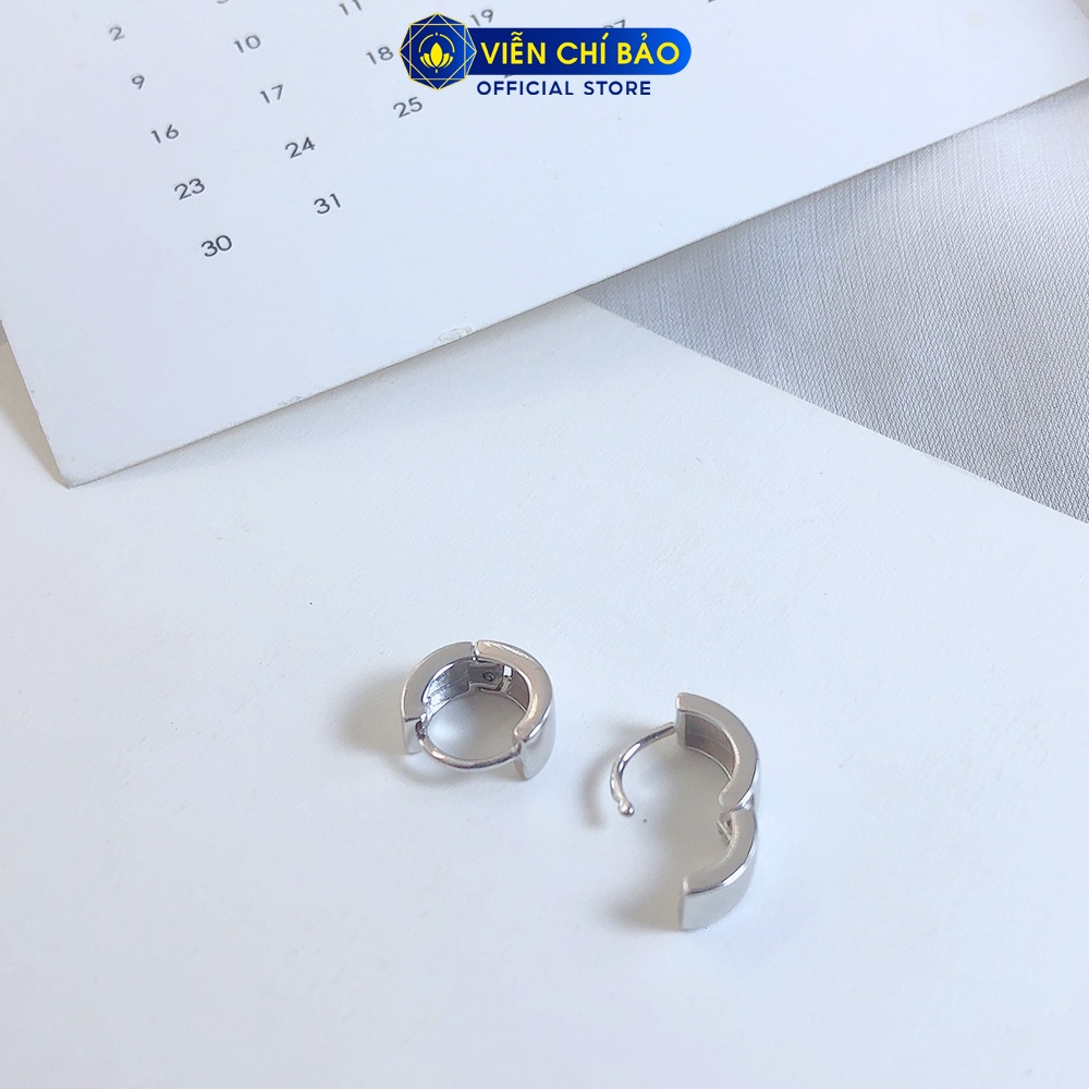 Khuyên tai bạc nữ tròn trơn bấm khóa 2 màu chất liệu bạc 925 thời trang phụ kiện trang sức nữ Viễn Chí Bảo B400360