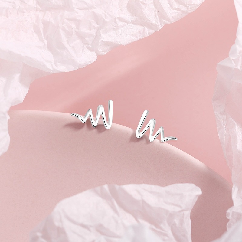 Bông tai nữ mạ bạc 925 hình sóng nhẹ nhàng hàn quốc trang sức bạc CINLA KT012