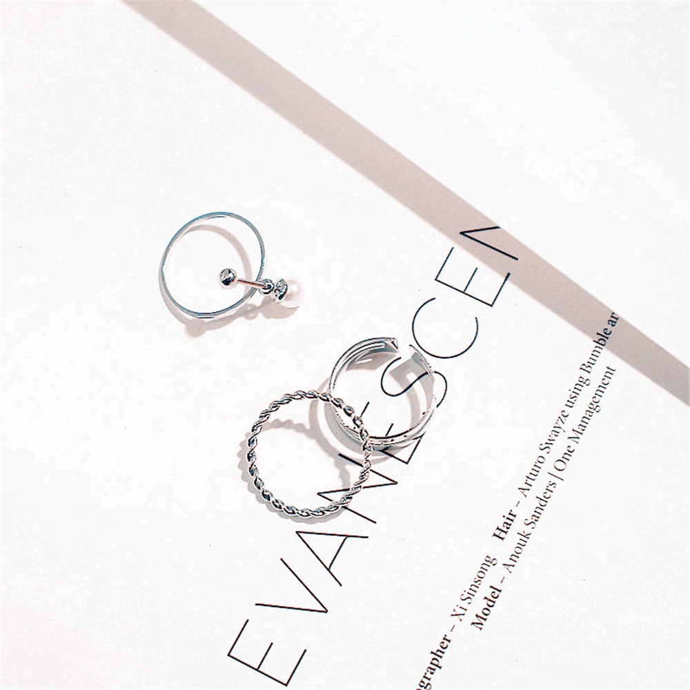 Set 3 nhẫn bạc 925 thời trang Hàn Quốc có thể điều chỉnh | BigBuy360 - bigbuy360.vn