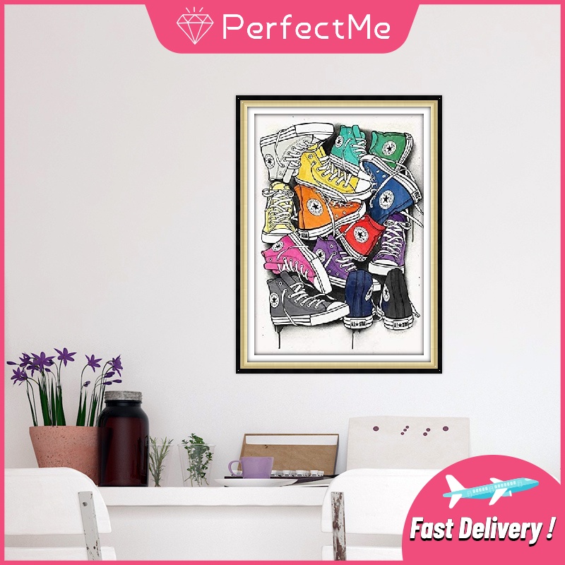 Bộ tranh đính đá 5D DIY hình đôi giày dùng để trang trí nhà