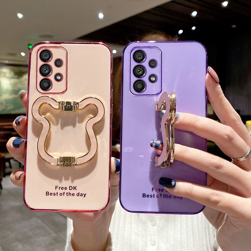 Ốp Điện Thoại TPU Mềm Mạ Màu Hình Gấu 3D Cho Samsung Galaxy A53 A73 A13 A23 A33 M33 M23 4G 5G GalaxyA53