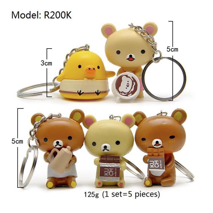 Móc Khóa Kawaii Squishy Rilakkuma Key Chain Bear Making Food