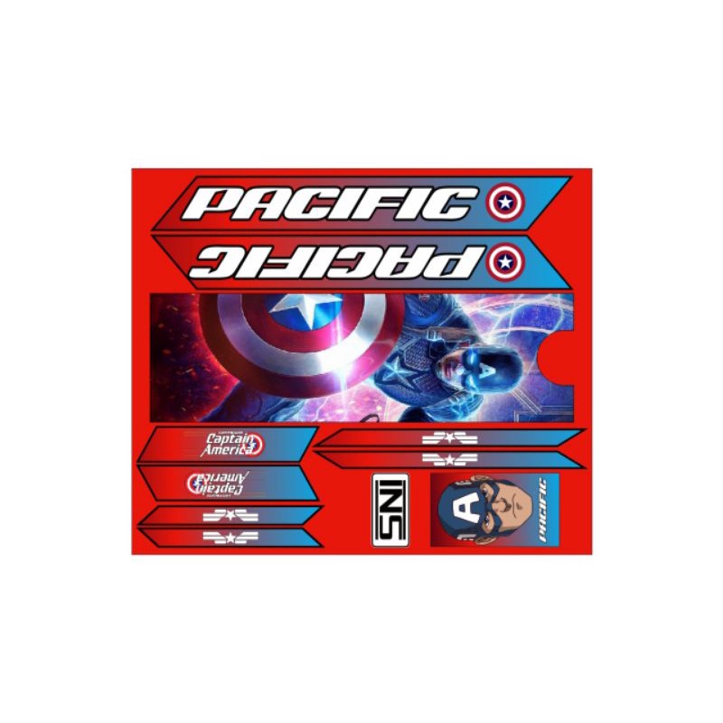 Sticker Dán Xe Đạp Hình Captain America UK 12 16 Pacifics