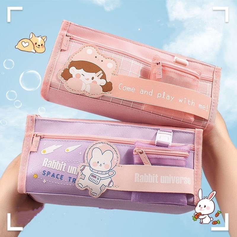 Túi Đựng Bút Bằng Vải Canvas Cỡ Lớn Dễ Thương Dành Cho Học Sinh