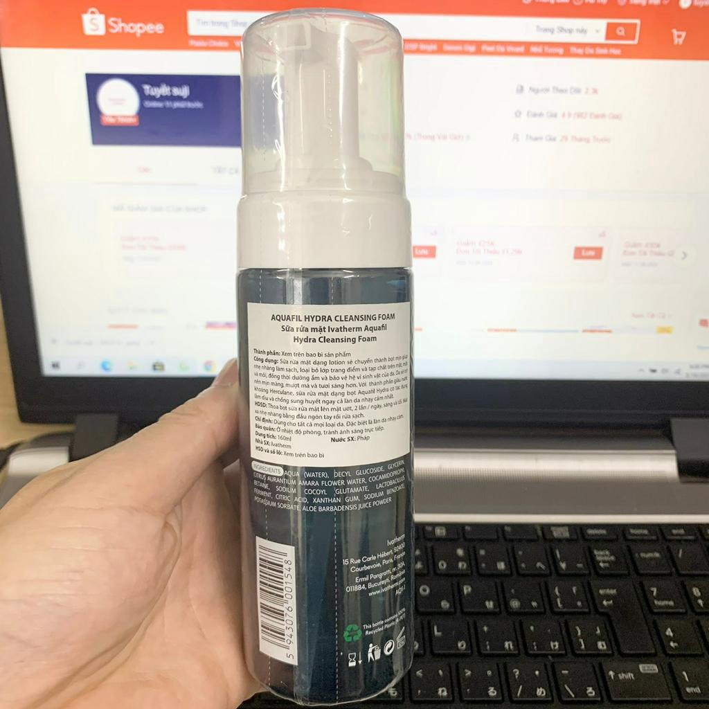 [Hàng cty] BỌT RỬA MẶT LÀM SẠCH SÂU VÀ BẢO VỆ DA IVATHERM AQUAFIL HYDRA CLEANSING FOAM