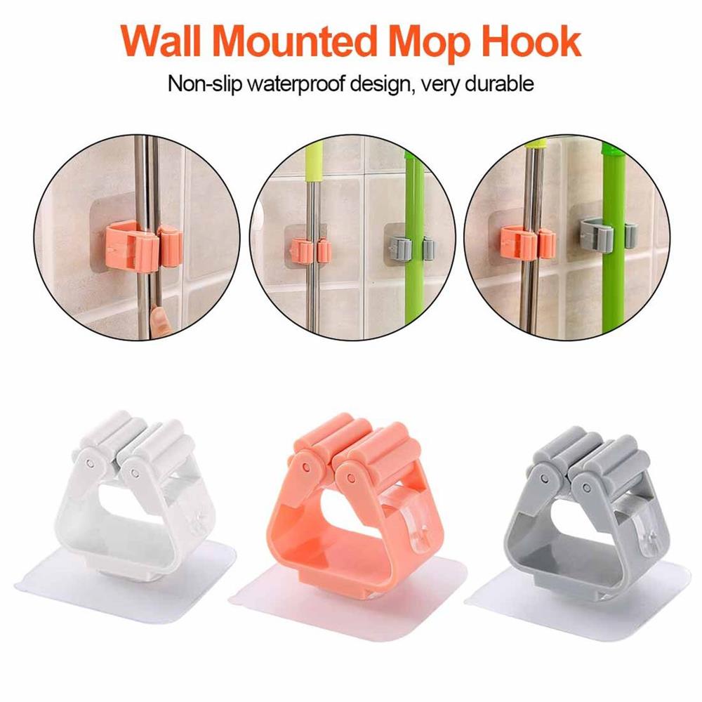 Móc treo chổi - cây lau nhà - đồ bếp dán tường không cần khoan KM18010