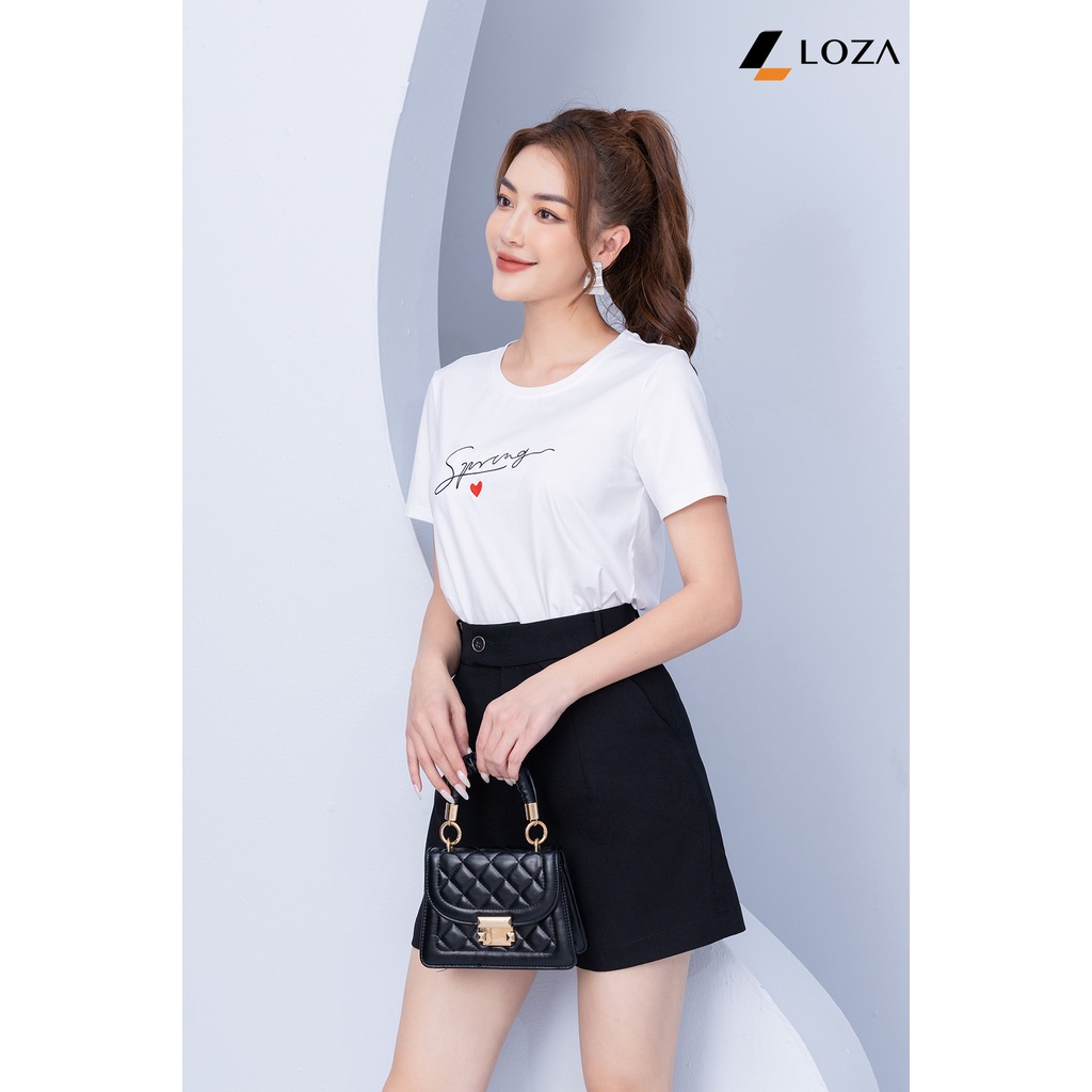 Áo phông in chữ Spring chất liệu Cotton Compact form vừa LOZA - PT702121