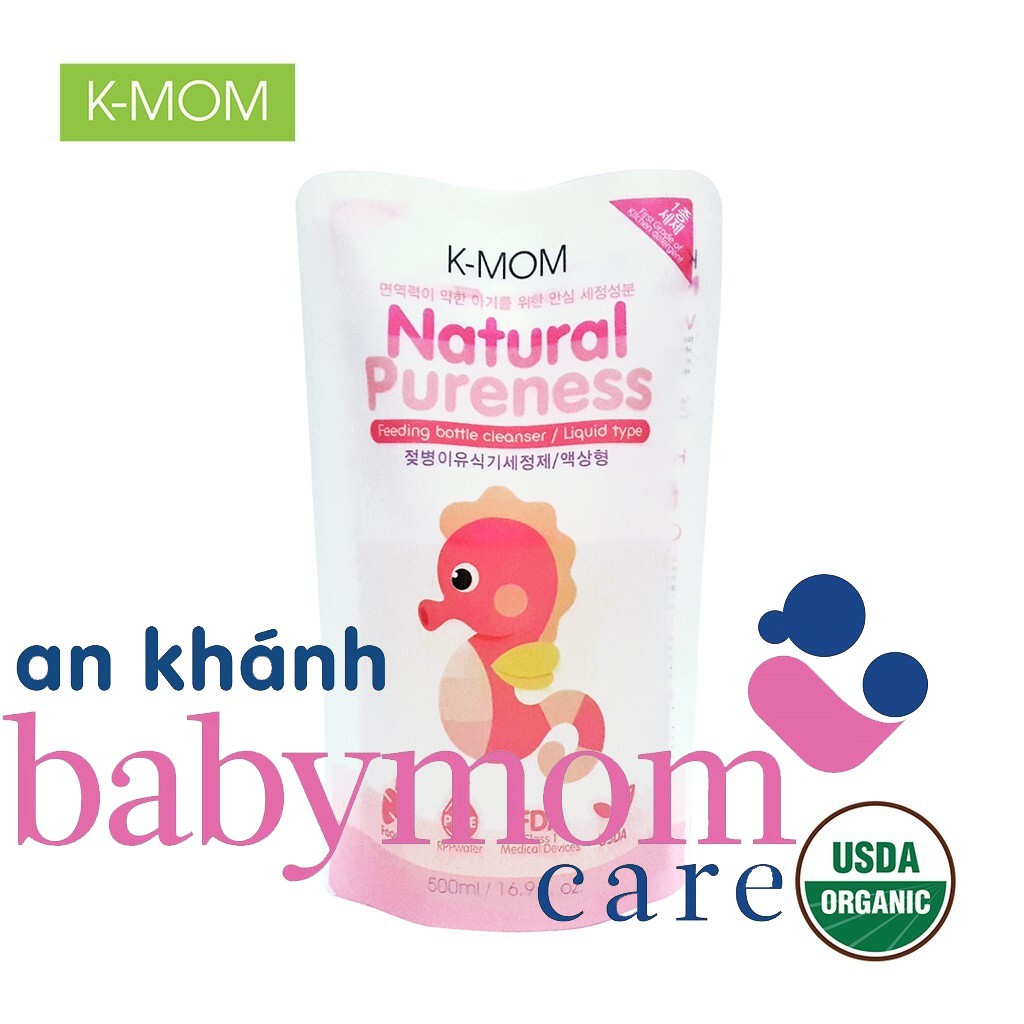 GÓI NƯỚC RỬA BÌNH &amp; RAU QUẢ VỚI CHIẾT XUẤT THẢO MỘC HỮU CƠ Kmom 500ML - KM13217