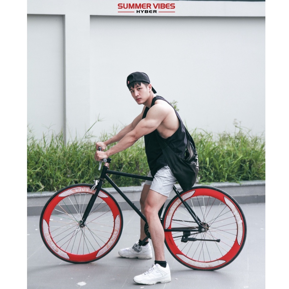 Áo Ba Lỗ Tanktop Nam vạt bầu cá tính HYBER CUT-TANK, Đen/Hồng ruốc/Xám/Xanh rêu