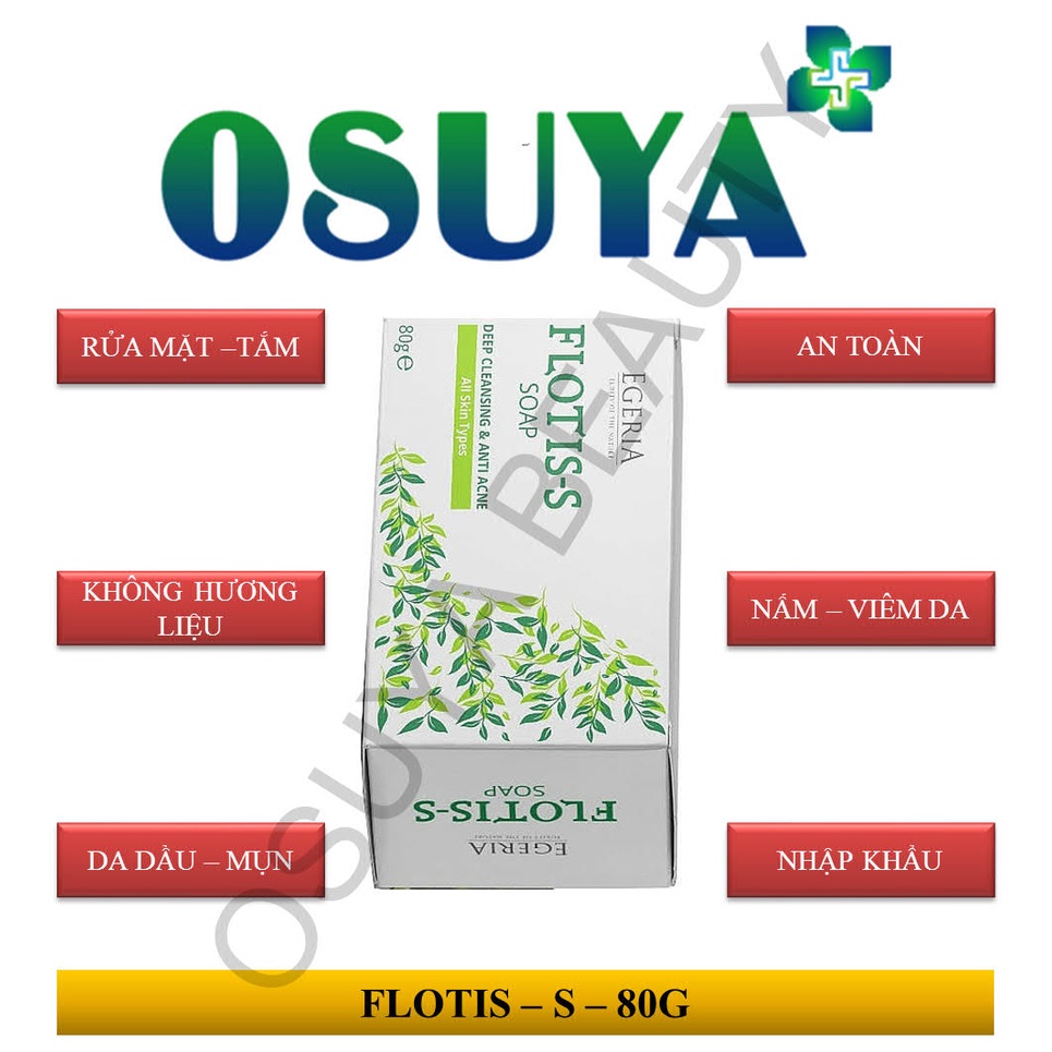 Xà Bông Tắm Và Rửa Mặt Kiềm Dầu Cho Da Dầu Mụn, Làm Sạch Dịu Nhẹ – FLOTIS – S SOAP BAR 80G