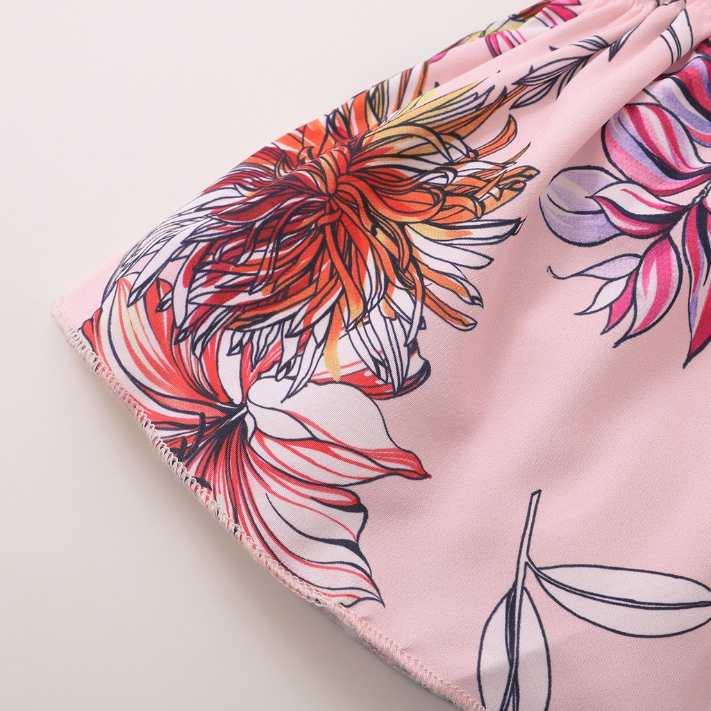 Set đồ 2 món Mikrdoo gồm áo hai dây in hoa và quần ngắn dễ thương mùa hè cho bé gái