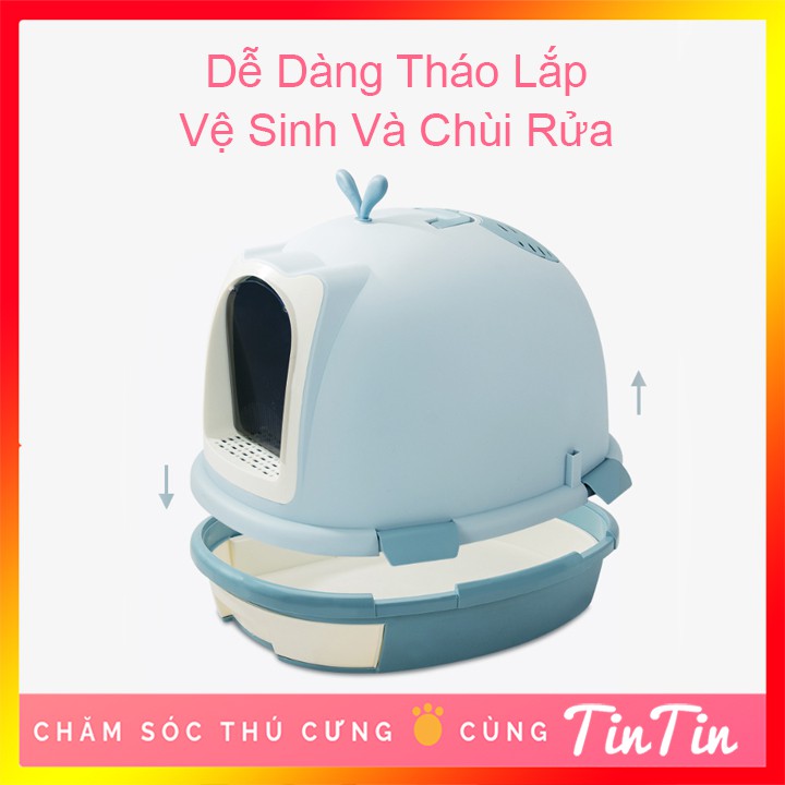 Nhà Vệ Sinh Cho Mèo Rút Đáy Hình Cá Voi Kèm Xẻng - Hàng Đẹp Cao Cấp #Tintin Pet Store