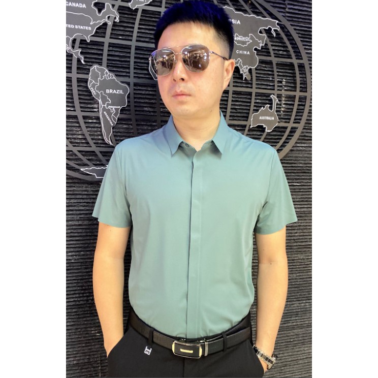 [Hình thật]Áo sơ mi nam ẩn khuy độc đáo vải lụa cao cấp, thiết kế trẻ trung nổi bật | BigBuy360 - bigbuy360.vn