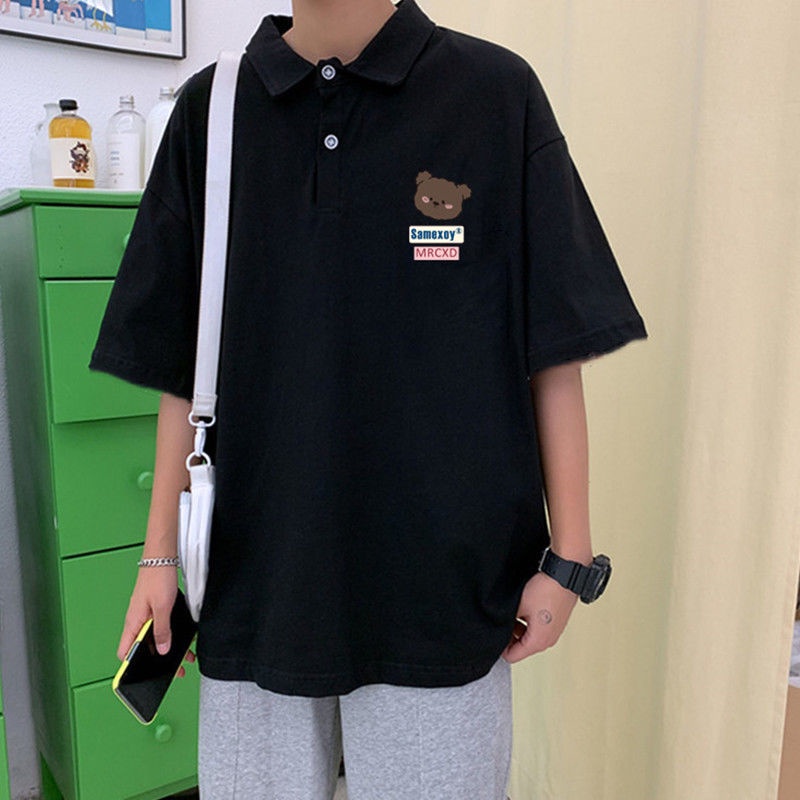 Áo thun POLO tay ngắn dáng rộng thiết kế mới thời trang mùa hè theo phong cách hàn quốc cho nam