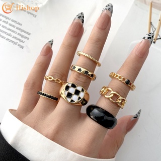 Bộ 8 nhẫn đeo tay + vòng nhẫn bằng kim loại 8 kiểu tùy chọn cho nữ