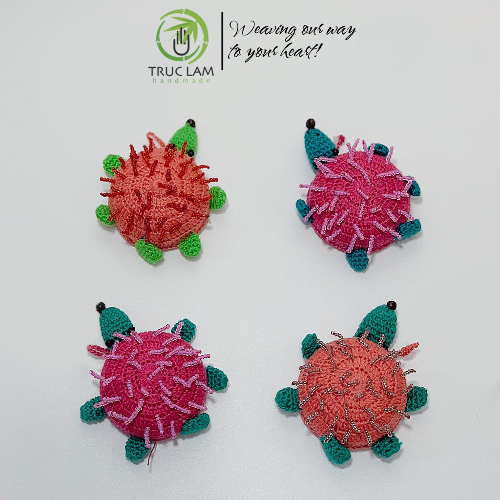 Thước Dây Cuộn Mini Rút Tự Động Đan Len Nhiều Màu Sắc A Trúc Lâm Handmade