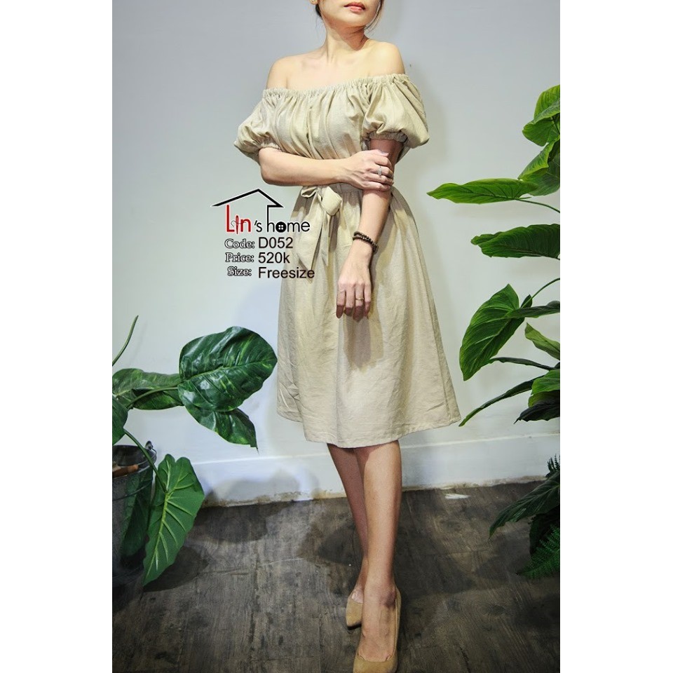 |D052| ĐẦM LINEN BẸT VAI