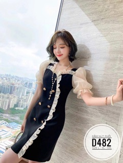 Bigsize Đầm nút phối D482